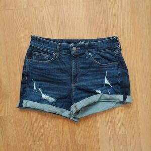Universal Thread High Rise Midi shorts cuffed distressed denim size 8